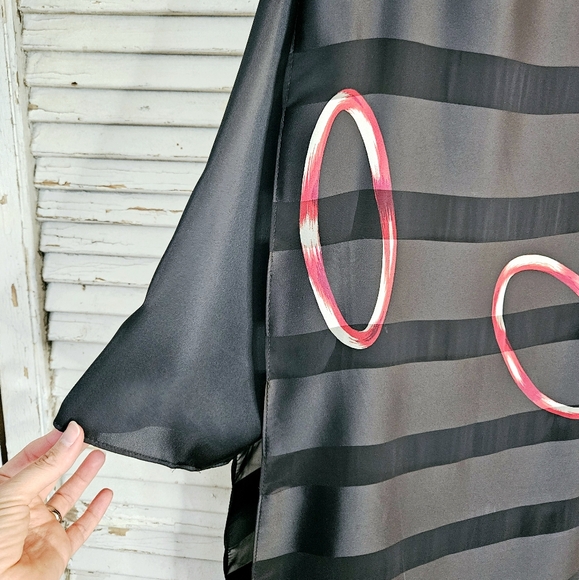 Vintage 90s sheer paneled ring print dress L - Picture 5 of 9